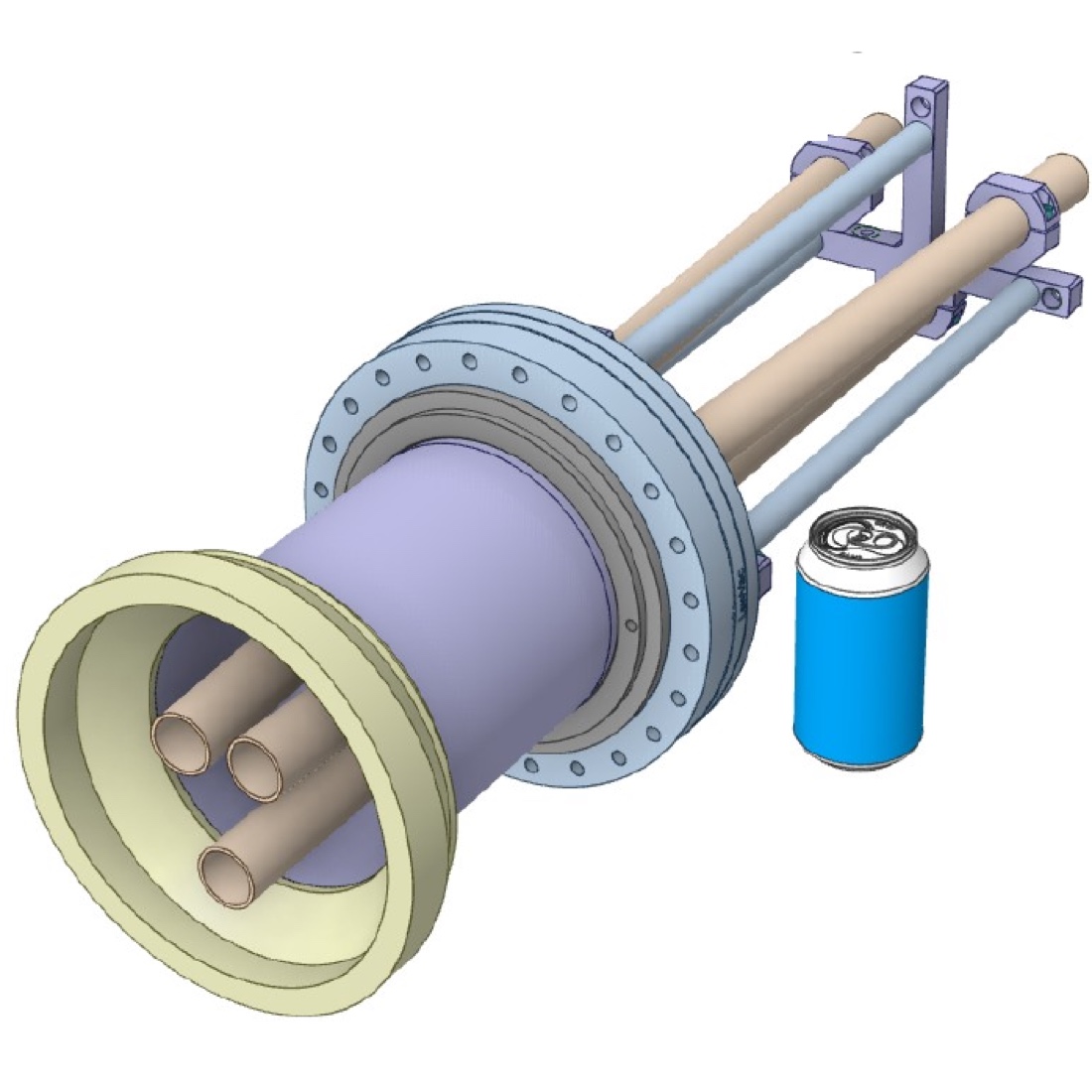 CAD model of the MDP demonstrator port-plug unit for TCV, with a soda can for scale